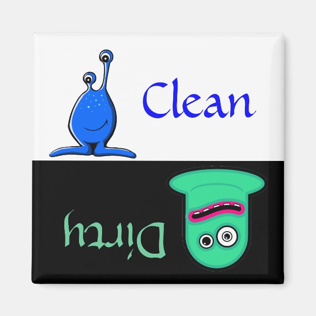 Cute Tecknad Monsters Dishwasher Magnet (Framsidan)