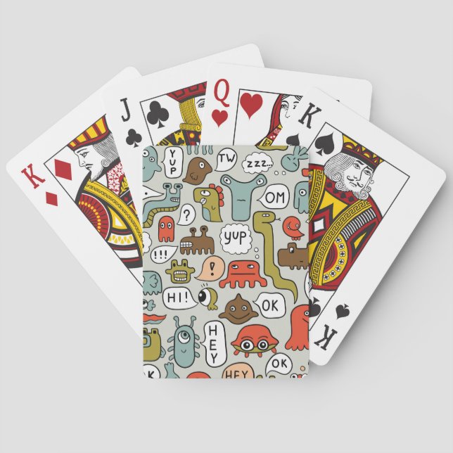 Cute Tecknad Monsters: Sömlös bakgrund Casinokort (Baksidan)