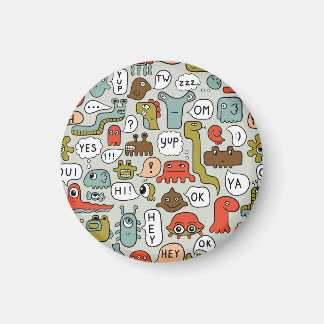 Cute Tecknad Monsters: Sömlös bakgrund Magnet