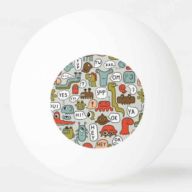 Cute Tecknad Monsters: Sömlös bakgrund Pingisboll (Framsidan)