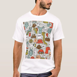 Cute Tecknad Monsters: Sömlös bakgrund T Shirt