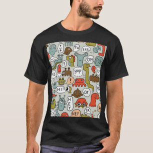 Cute Tecknad Monsters: Sömlös bakgrund T Shirt
