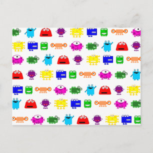 Cute Tecknad Monsters Vykort