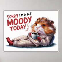 Cute Tecknad Moody Hamster i PJs Poster