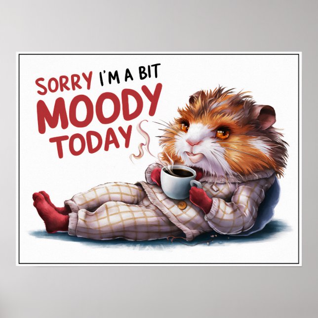 Cute Tecknad Moody Hamster i PJs Poster (Framsidan)
