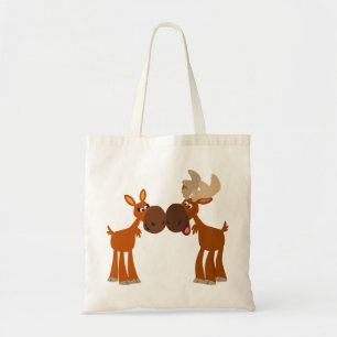 Cute Tecknad Moose Coule i Kärlek Bag Tygkasse