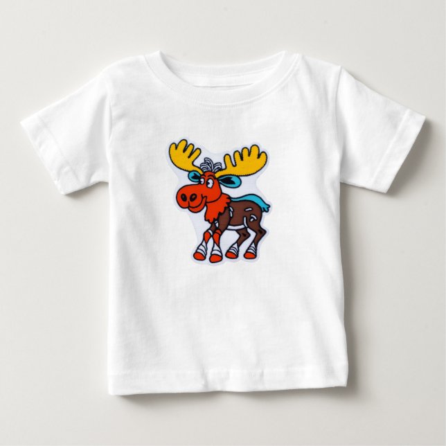Cute Tecknad Moose Kids T-Shirt (Framsida)