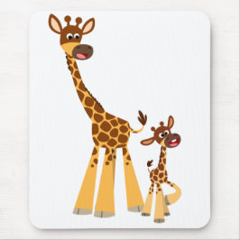 Cute Tecknad Mor Giraffe och Calf Mousepad Musmatta