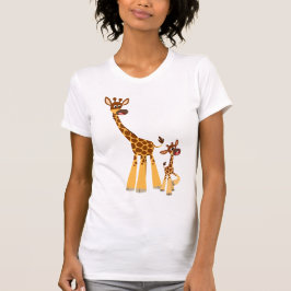 Cute Tecknad Mor Giraffe och Calf T-Shirt