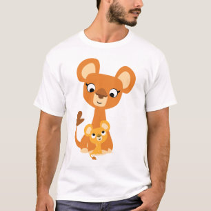 Cute Tecknad Mor Lejon och unge- Barn T-shirt