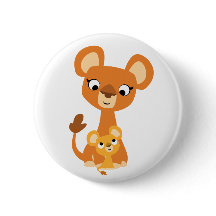 Cute Tecknad Mor Lioness och Unge