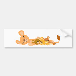 Cute Tecknad Morsa Lejont och Unge Bumper-fästare Bildekal