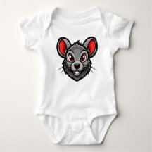 Cute Tecknad Mouse Ansikte Baby T-Shirt