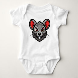 Cute Tecknad Mouse Ansikte Baby T-Shirt