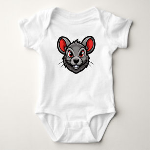 Cute Tecknad Mouse Ansikte Baby T-Shirt