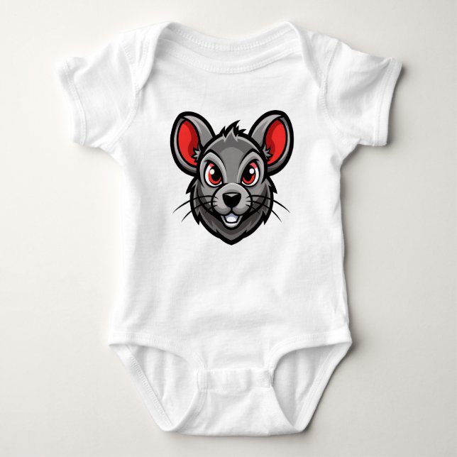 Cute Tecknad Mouse Ansikte Baby T-Shirt (Framsida)