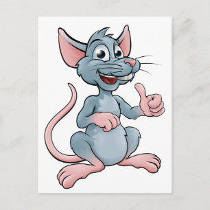 Cute Tecknad Mouse eller Råtta Vykort