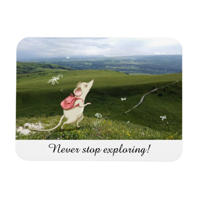 Cute Tecknad Mouse Journey Magnet (Horisontell)
