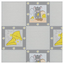 Cute Tecknad Mouse och Swiss Cheese Mönster Fabric Tyg