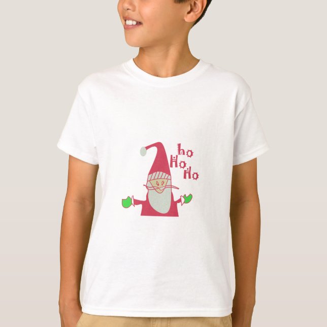 Cute Tecknad Mouse Santa Ho Ho Ho T-Shirt (Framsida)
