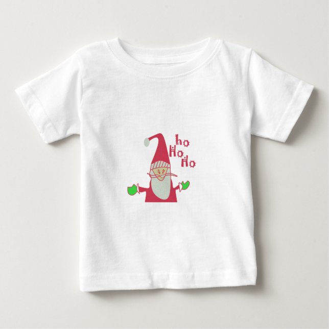 Cute Tecknad Mouse Santa Ho Ho Ho T-Shirt (Framsida)
