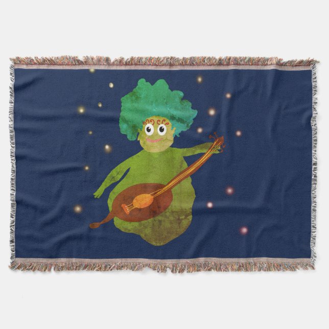 Cute Tecknad MusicianThrow Blanket Filt (Framsidan)