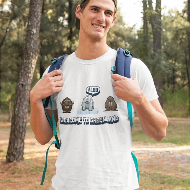 Cute Tecknad Musk Ox, Polar Bear, Walrus Grönland T Shirt (Skapare uppladdad)