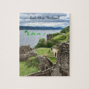 Cute Tecknad Nessie Loch Ness Monster, Skottland Pussel