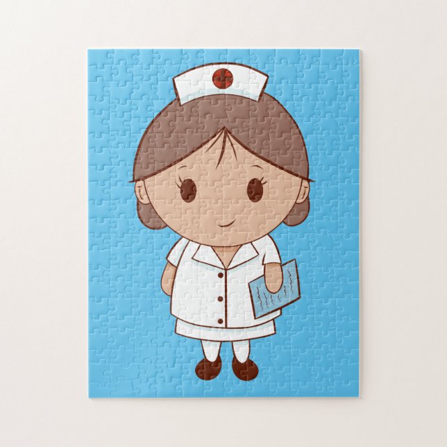 Cute Tecknad Nurse Pussel (Vertikal)