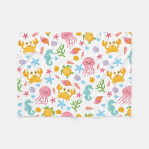 Cute Tecknad Ocean Sea Seashell, Starfish Summer Fleecefilt