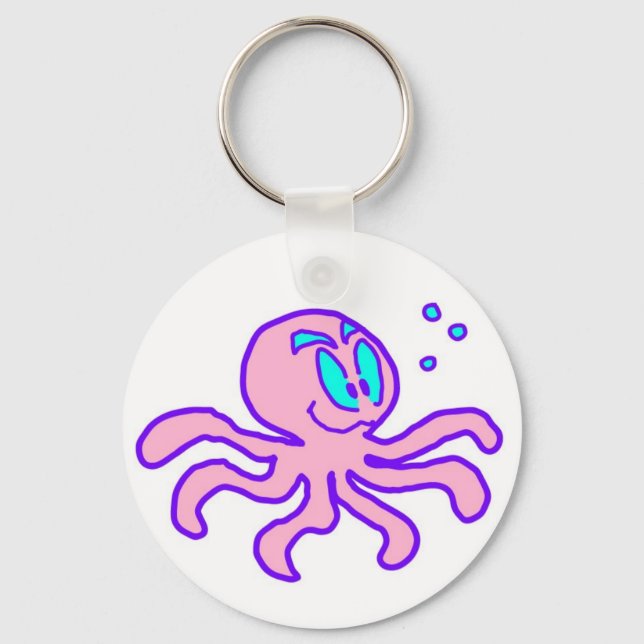 Cute Tecknad Octopus Aquatic Animal Funny Nyckelring (Framsida)