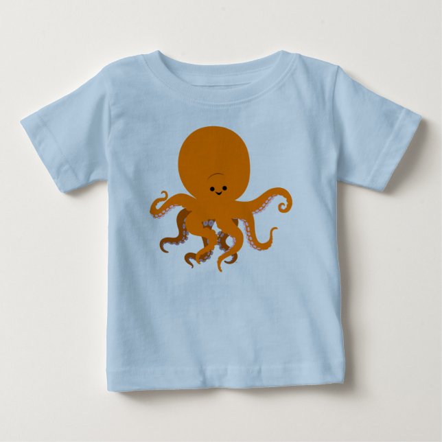 Cute Tecknad Octopus Baby T-Shirt (Framsida)