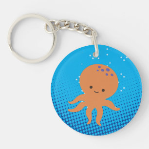 Cute Tecknad Octopus Blue Ocean