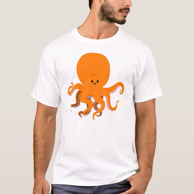 Cute Tecknad Octopus Kvinnor T- Shirt T (Framsida)