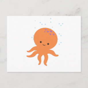 Cute Tecknad Octopus Vykort