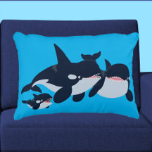 Cute Tecknad Orca-familjen Dekorativ kudde