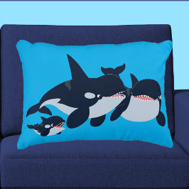 Cute Tecknad Orca-familjen Dekorativ kudde