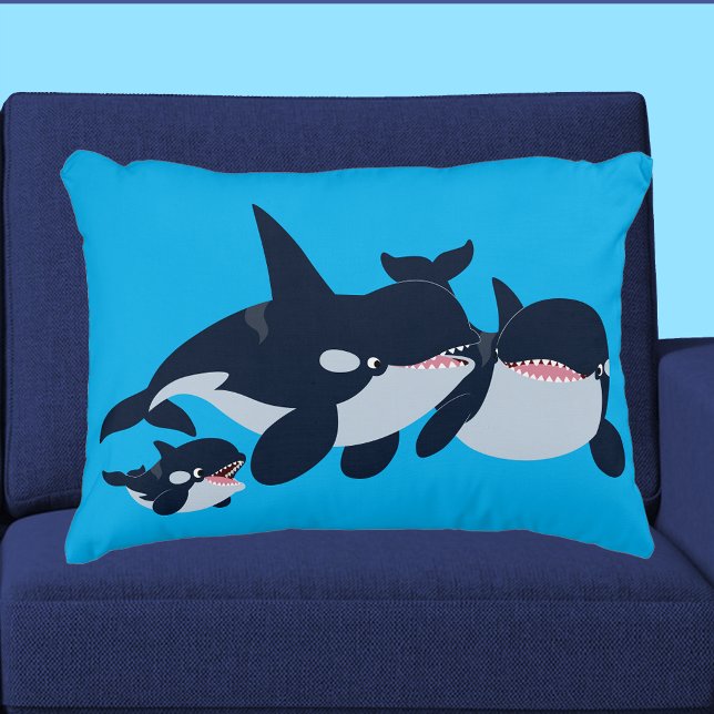 Cute Tecknad Orca-familjen Dekorativ kudde (Skapare uppladdad)