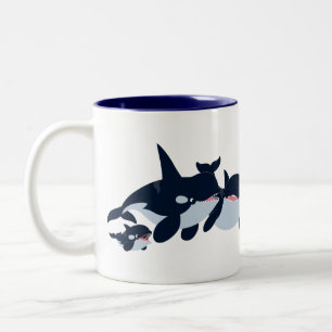 Cute Tecknad Orca-familjen Mugg