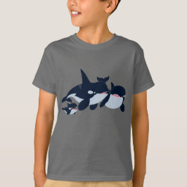 Cute Tecknad Orca Family Kids T-Shirt
