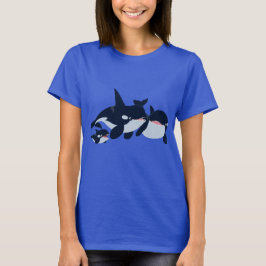 Cute Tecknad Orca Family Women T-Shirt