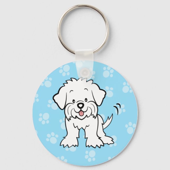 Cute Tecknad på maltesiska Keychain Nyckelring (Framsida)