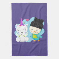 Cute Tecknad Pals - Lycklig Unicorn & Bird