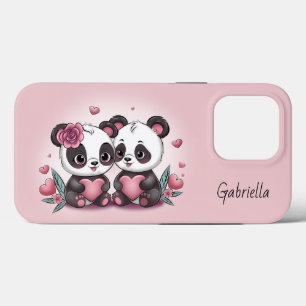 Cute Tecknad Panda Älskare Heart Valentindagen