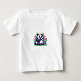 Cute Tecknad Panda Eating Bamboo T Shirt