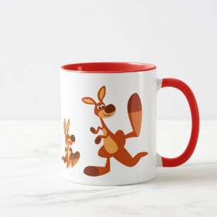 Cute Tecknad Pappa Kangaroo och Joey Mugg