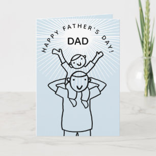 Cute Tecknad Pappa med Fars dag som är underordnad Kort