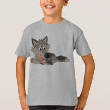 Cute Tecknad Pappa Varg och Valper Barn T-Shirt