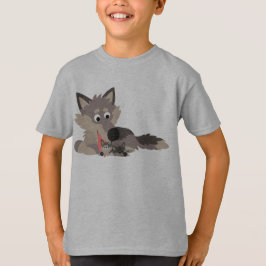 Cute Tecknad Pappa Varg och Valper Barn T-Shirt