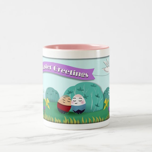 Cute tecknad Påsk Hälsning Mugg (Center)